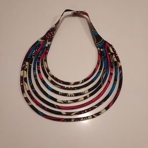 African cloth collar necklace, handmade